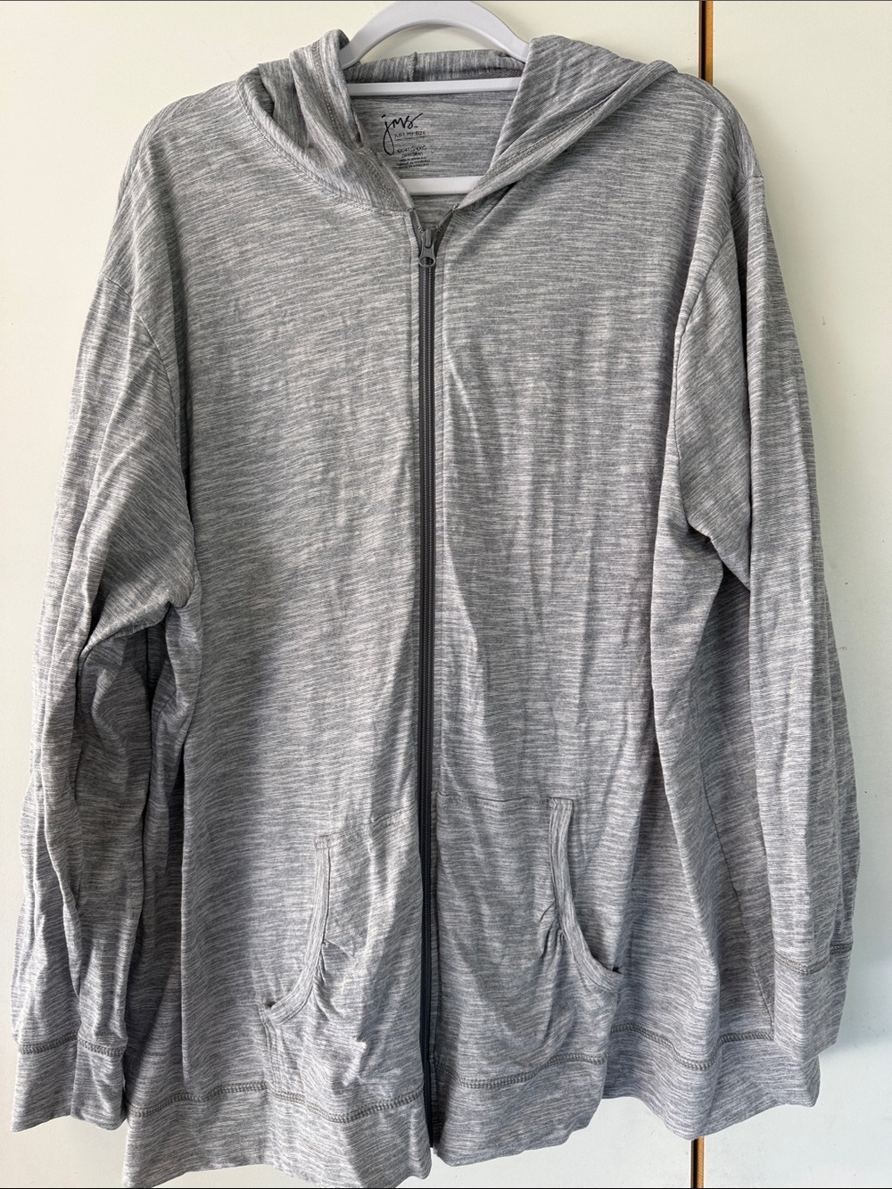 Just My Size Heather Gray Full Zip Hooded Sweater